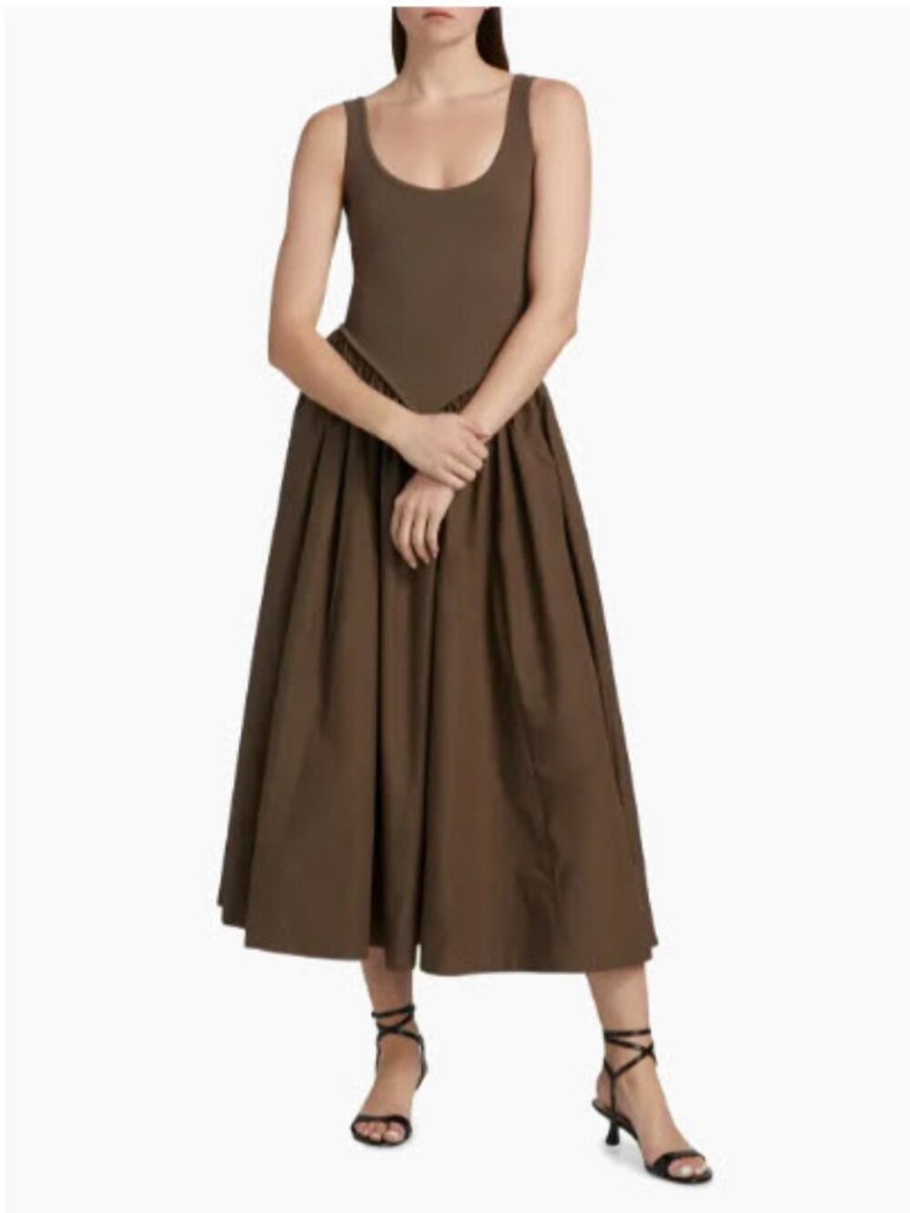 Womens Ronny Kobo Brown (Item-231) Sleeveless Scoop Neck Verda Knit Midi Dress S